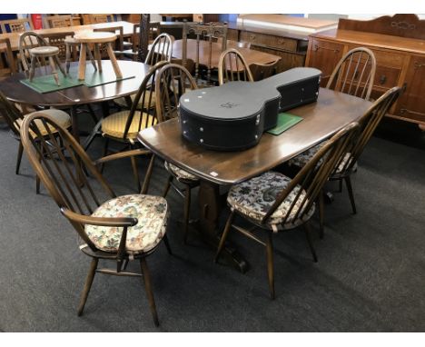 Ercol table and six hoop back chairs