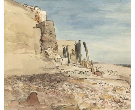 David Tindle (b.1932)Rocky Coastline, 1957inscribe and dated (to reverse)watercolour26 x 29cm. Provenance:The collection of P