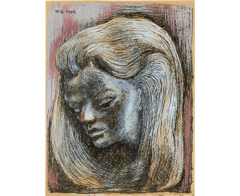 Michael Ayrton (1921-1975)Study of Joan Walsh's Head, 1942signed with initials and dated (upper left)mixed media on card9 x 6