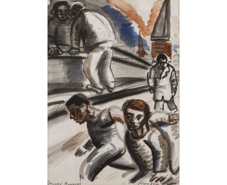 Peter Howson (b.1958)Sailors Runningsigned and titled (lower)watercolour23 x 17cm.