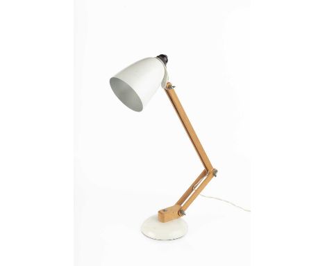 Terence Conran for HabitatMac lampwooden adjustable arm with a white enameled base and shade52cm high.Has been PAT tested, bu