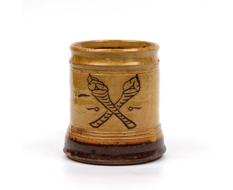Michael Cardew (1901-1983) at Winchcombe PotteryMugslipware, decorated with the Torches of St Ivesimpressed potter's and pott