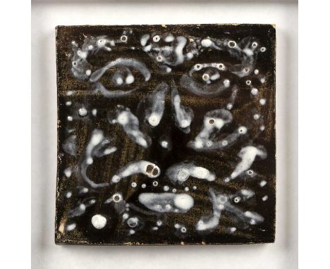 John Piper (1903-1992)Green Man tile, circa 1970painted with white blue on a dark green ground9.5 x 9.5cm. Provenance:The col