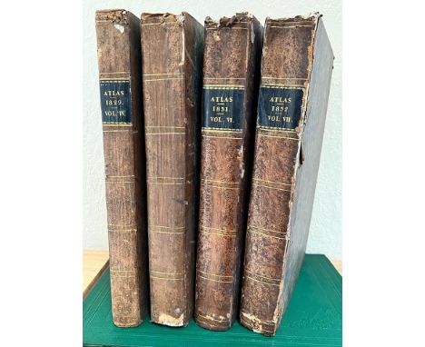 FOUR BOUND VOLUMES OF THE ATLAS NEWSPAPER, 1829-1832