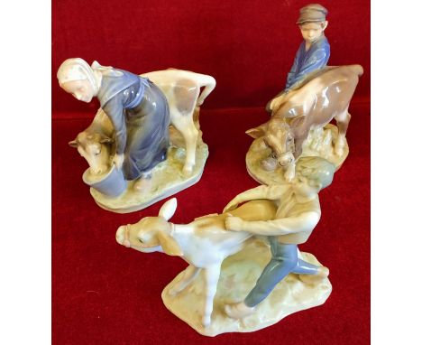 TWO ROYAL COPENHAGEN GLAZED CERAMIC FIGURE GROUPS, NUMBERS 772 &amp; 779, ALSO SIMILAR FIGURE GROUP SIMILAR FIGURE GROUP HAS 