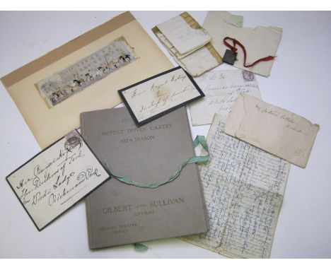 A Packet of assorted Ephemera incl souvenir of Rupert D'Oyly Carte's 1924 season of Gilbert and Sullivan Operas, Princes Thea