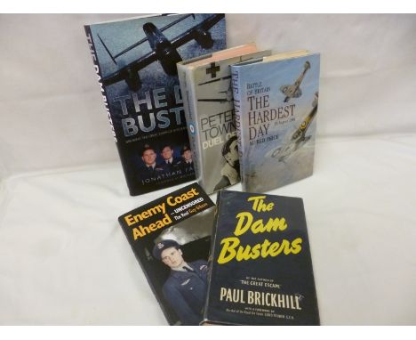 PAUL BRICKHILL:  THE DAM BUSTERS, 1951, 1st edn, orig cl, d/w + PETER TOWNSEND:  DUEL OF EAGLES, 1970, 1st edn, signed and in