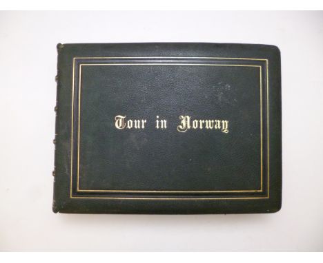 A Photograph Album: TOUR IN NORWAY, [cover ttl], 40 asstd albumen photographs depicting various scenes in Norway including th