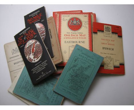 One Box: Assorted Vintage Ordnance Survey, Bartholomew's and other similar fdg maps, mainly circa 1930s