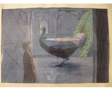 PAUL BIRKBECK, col'd print of illustration used in Salman Rushdie's book "Haroun and the Sea of Stories", sigd by artist vers