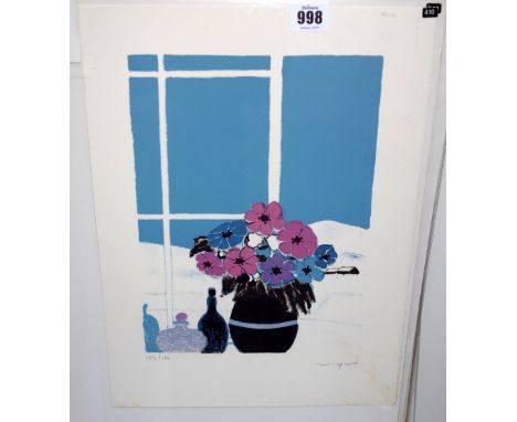 Andre Vigud (French 1939- ), Hiver, colour lithograph, signed, XXVIII/XXX, approximately 26.5 by 19cms and five others by the