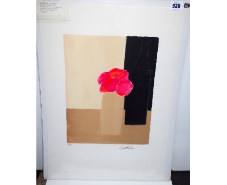 Bernard Cathelin (French 1919-2004), Bouquet de Geranium, colour lithograph, signed AP, approximately 33.5 by 25.5cms and two
