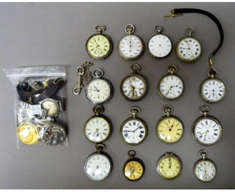 A silver cased key wind openfaced pocket watch, a MOD issue keyless wind openfaced 60 minute recording pocket watch, twelve f