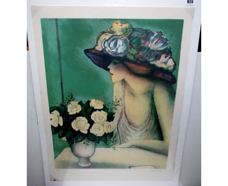 Jean-Pierre Cassigneul (French 1935- ), Profile and Vase of Roses, colour lithograph, signed, E.A., approximately 63 by 48cms