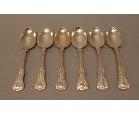 Silver table flatware, comprising; three Victorian King's pattern dessert spoons, London 1865 and three Victorian King's patt