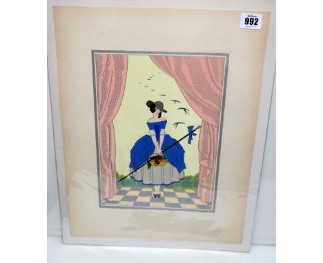 R St Maurice (French early 20th century), Jolie Bergere, pochoir, approximately 28.5 by 21cms; and another pochoir of the sam
