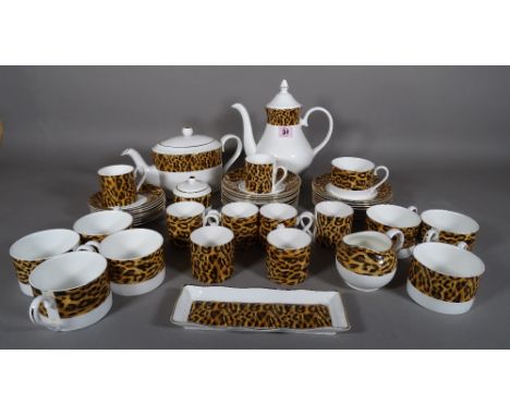 Royal Crown Duchy; a 20th century tea set with leopard print decoration, (qty). 