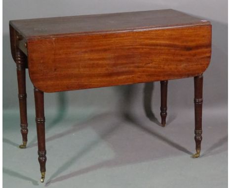 A George III circular mahogany tripod table, 64cm wide x 68cm high and a George III mahogany Pembroke table, 91cm wide x 70cm