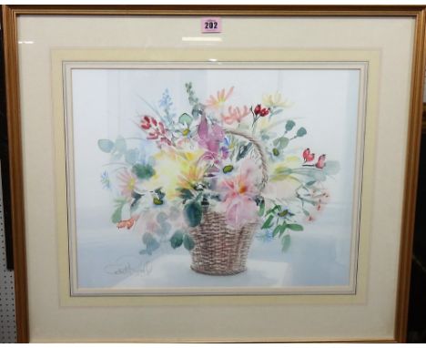 Celia K. Russell (late 20th century), Floral still lives, a pair, watercolour, both signed, each 37cm x 47cm. (2)