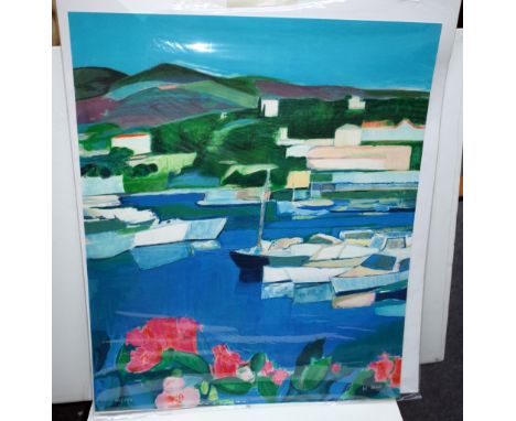Maryvonne Le Deist (French 1936- ), St Jean Cap Ferrat, colour lithograph, signed and numbered 40/150, approximately 67 by 56