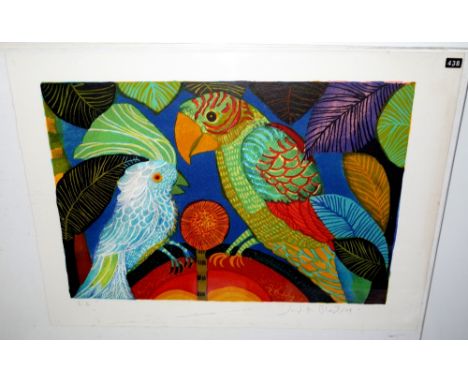 Judith Bledsoe (1928-2013), Les Peroquets, colour lithograph, EA, signed, approximately 21 by 31cms; and another by the same 