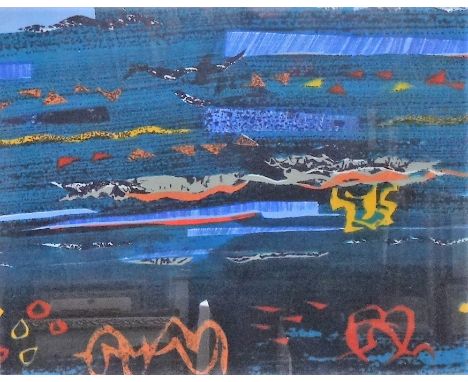 John Piper (1903-1992), Brittany, screen print in fabric, made by David Whitehead, 1968, 45cm x 56.5cm.  DDS