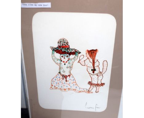 Leonor Fini (Argentinian 1907-1996), You Like My New Hat? (from “La Grande Parade des Chats” series), colour lithograph, sign