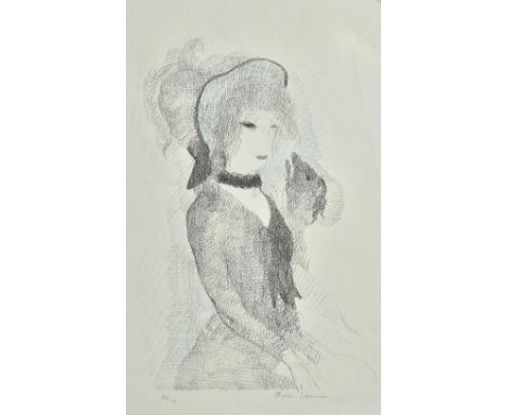 Marie Laurencin (French 1883-1956), Portrait of a Girl, colour lithograph, signed, 16/50, paper approximately 45 by 29cms. DD