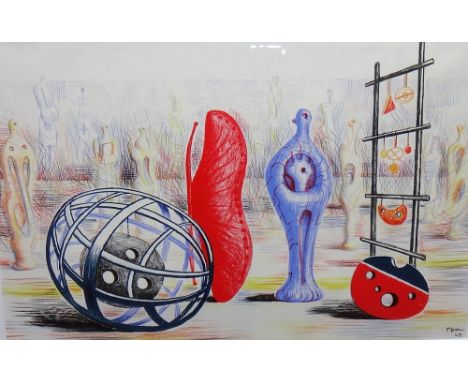 Henry Moore (1898-1986), Sculptural objects, colour lithograph 1949, signed in the plate, 47.5cm x 74cm. DDS 