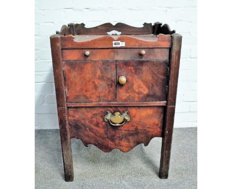 A mid-18th century mahogany tray top commode on block supports, 52cm wide x 75cm high. 