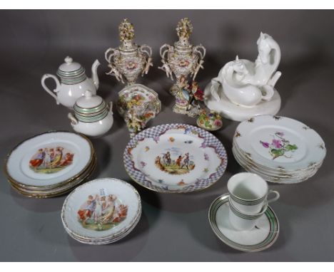 Continental ceramics, including; vases, wall shelf and sundry, (qty). 