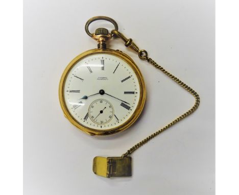 A gold cased, keyless wind, openfaced gentleman's pocket watch, the gilt jewelled lever movement detailed J.Assmann, Glashutt