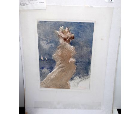 Pompeo Mariani (Italian 1857-.1927), Donna Che Guarda il Mare, colour monotype, signed, approximately 30.5 by 22cms; and anot