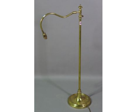 A 20th century brass height adjustable standard lamp, 100cm high. 