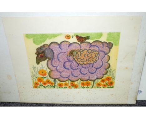 Francoise Deberdt (French 1934- ), Le Berger, colour lithograph, signed, E.A., approximately 41 by 51cms; and three others by