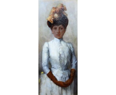 Italian School (late 19th century), Portrait of a lady, oil on panel, 25cm x 10.5cm.