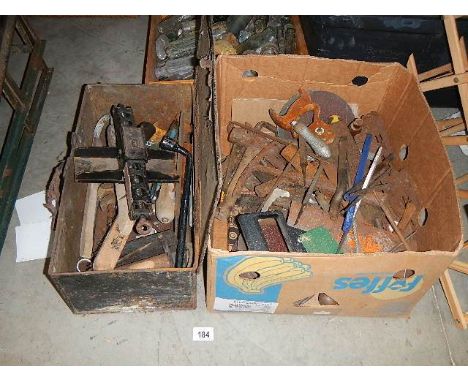 Two boxes of old tools.