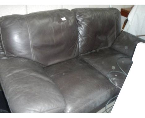 A black leather 2 seat sofa.