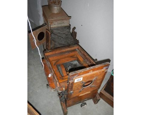 A Victorian wooden plate camera, incomplete, ideal for spares.