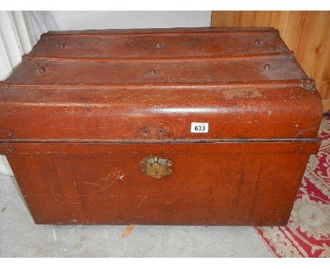 An old tin trunk.