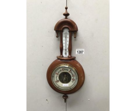 An Edwardian mahogany aneroid barometer A/F
