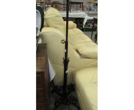 A Blacksmith made wrought iron floor standing lamp, height 95 - 120 cm.