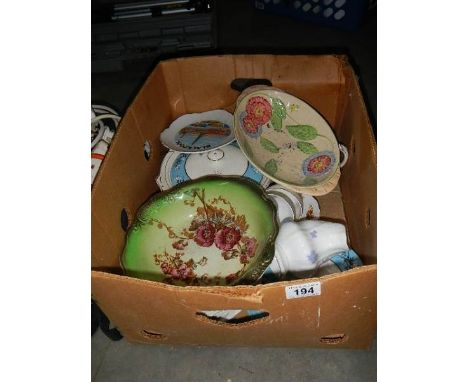 A box of ceramic dishes etc.,