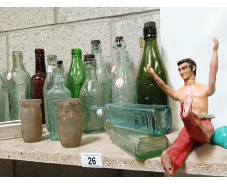 A good lot of Lincoln &amp; name clean bottles including 2 Oxo jars &amp; an Action Man