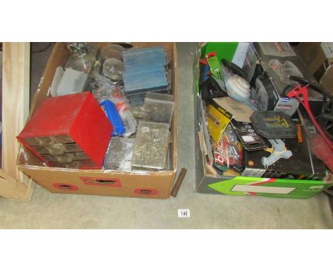 Two boxes of assorted tools.