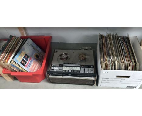 2 boxes of LP records&amp; a reel to reel tape recorder (barn find so all A/F)