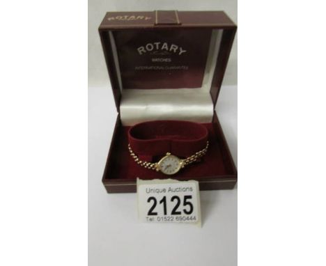 A 9ct gold ladies Rotary wrist watch in box.