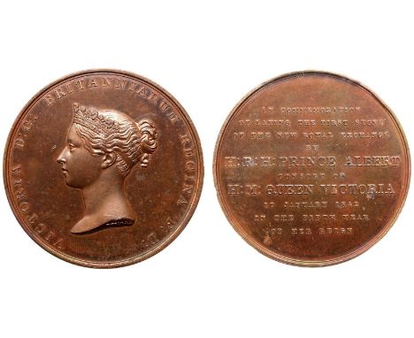 UNITED KINGDOM. Victoria, 1837-1901. Bronze medal, 1842. Issued to commemorate the laying of the foundation stone for the thi