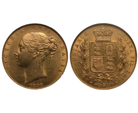 UNITED KINGDOM. Victoria, 1837-1901. Gold Sovereign, 1838. London. First young head of Victoria facing left, hair tied in fil