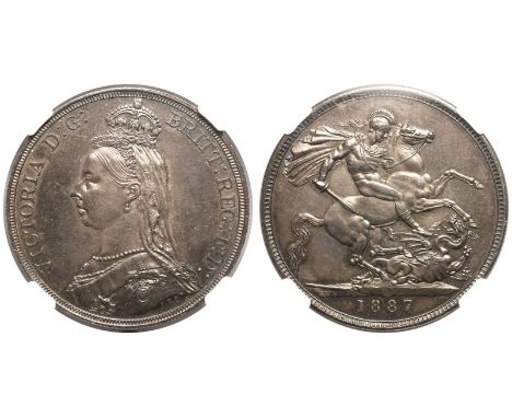 UNITED KINGDOM. Victoria, 1837-1901. Silver Crown, 1887. Royal Mint. Jubilee head facing left; VICTORIA D: G: BRITT: REG: F: 